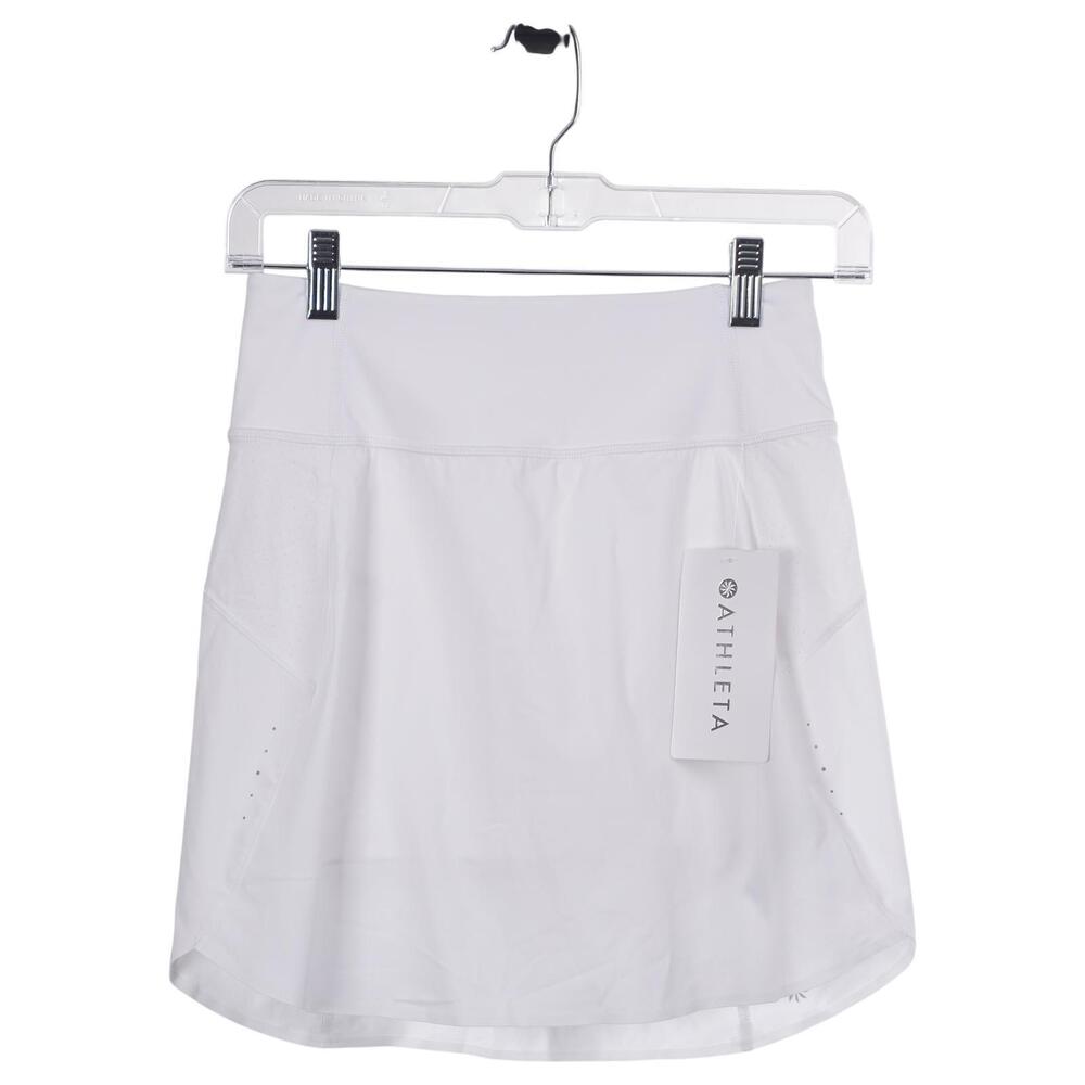 NWT Athleta Run With It Skort XXS White Zip Pocket Lined Skirt #657675